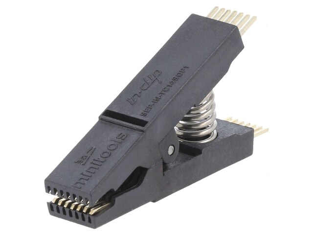 Testclips; zwart; verguld; SO14,SOIC14,SOJ14; 5mm; max.150°C Testclips; zwart; verguld; SO14,SOIC14,SOJ14; 5mm; max.150°C